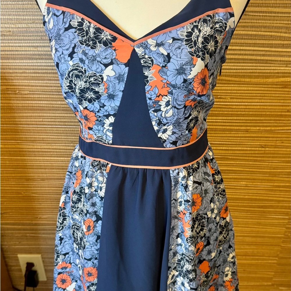 Lauren Conrad Floral Navy and Coral Dress